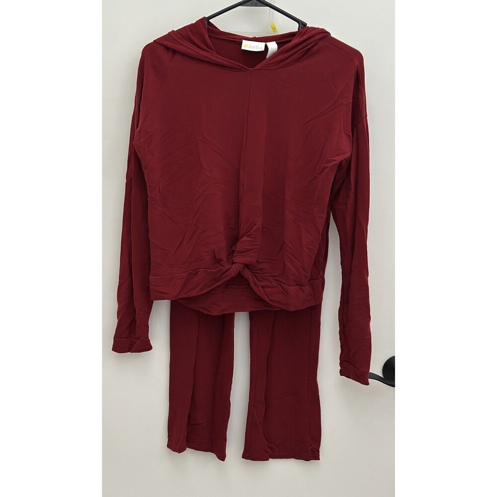 Zella Girls Red 2 Piece Set Outfit XL Top Long Sleeve Pants Large Straight Leg